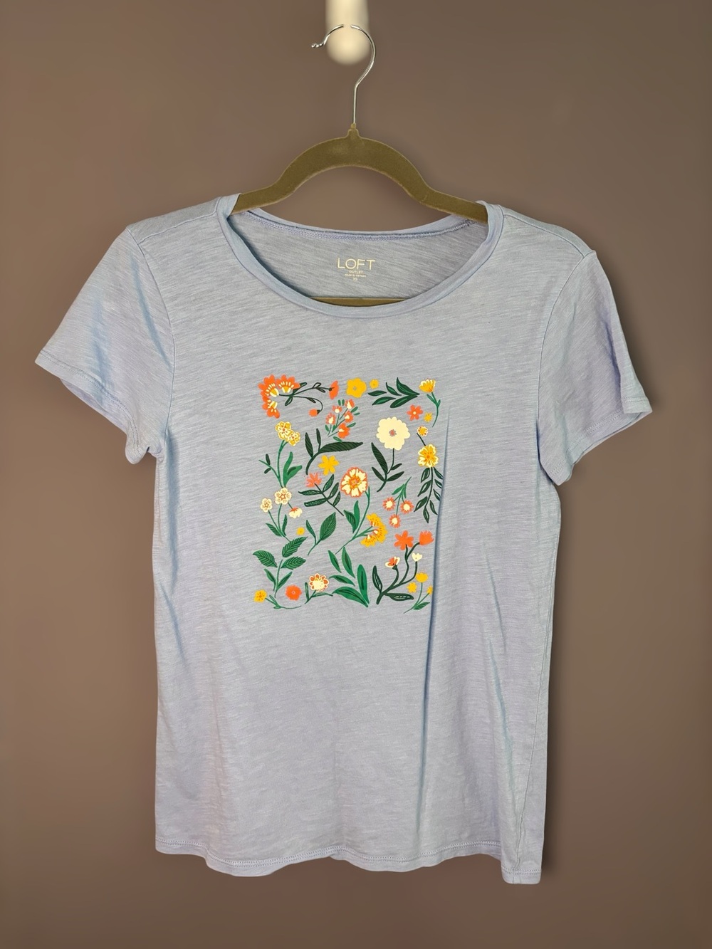 LOFT Outlet Light Blue Floral Graphic Tee XS